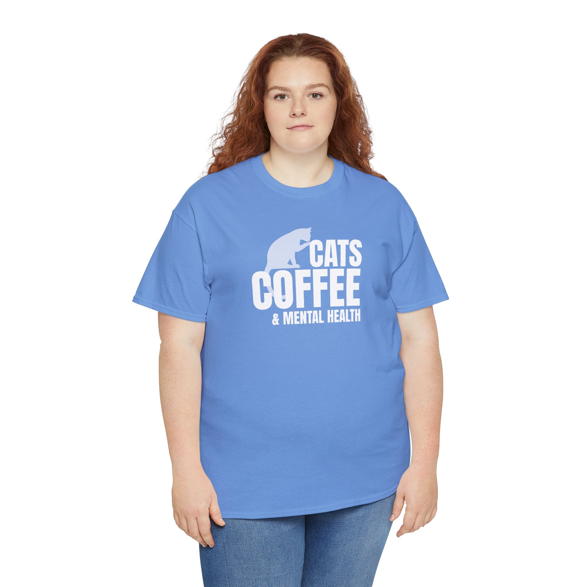 Cats Coffee & Mental Health (white) - Cat Lover T-Shirt