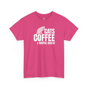 Cats Coffee & Mental Health (white) - Cat Lover T-Shirt