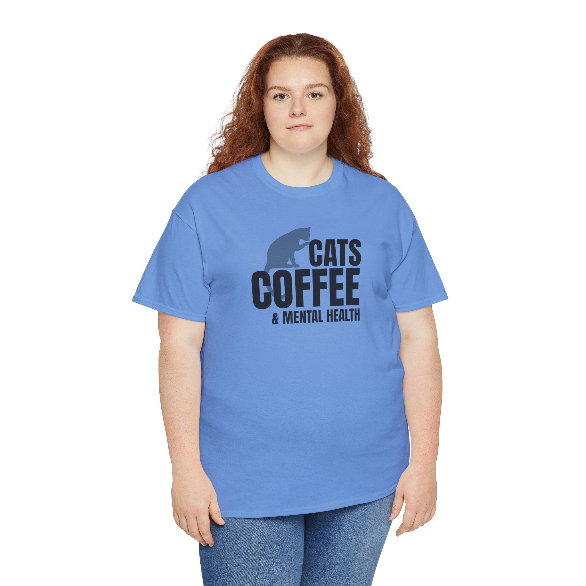 Cats Coffee & Mental Health - Cat Lover T-Shirt