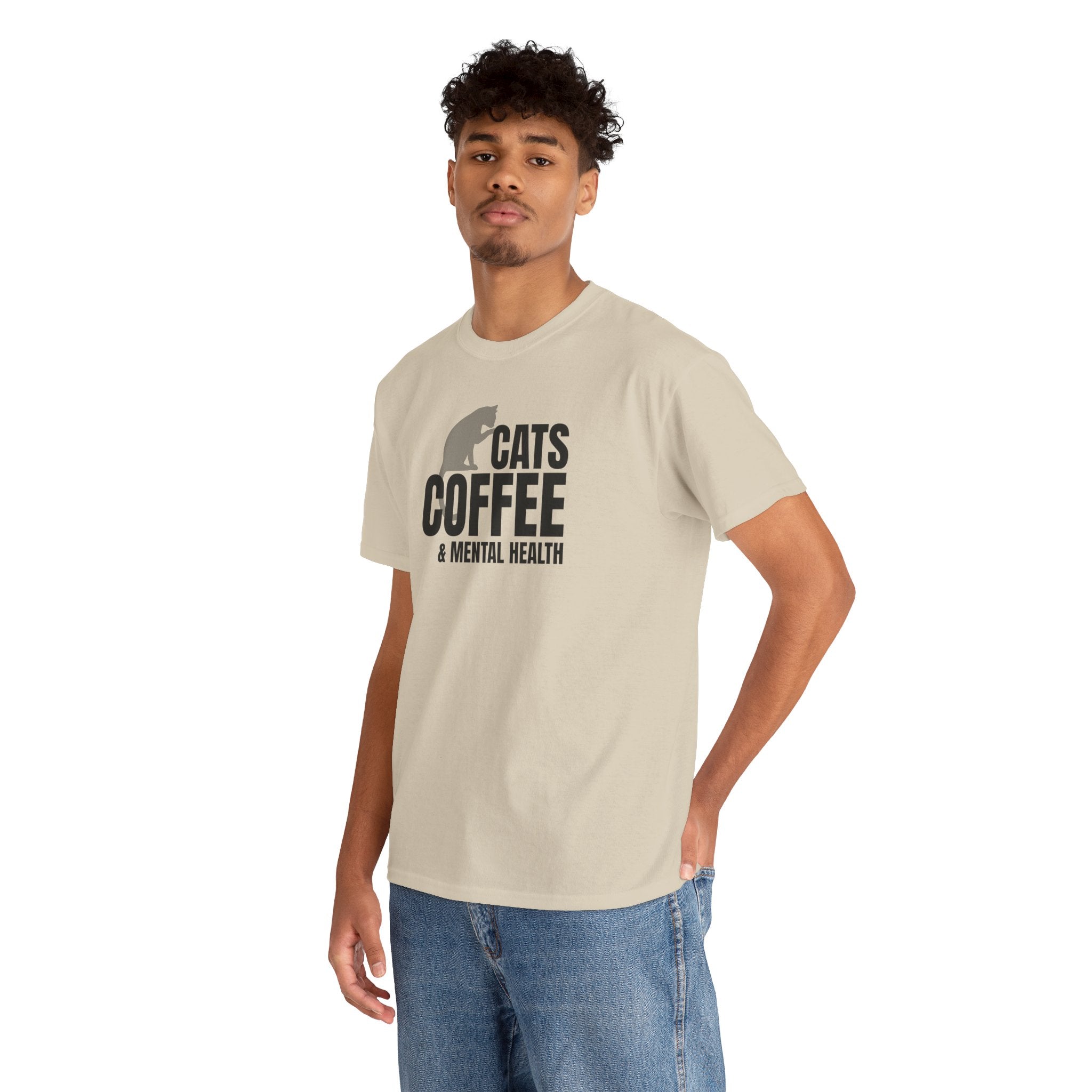 Cats Coffee & Mental Health - Cat Lover T-Shirt