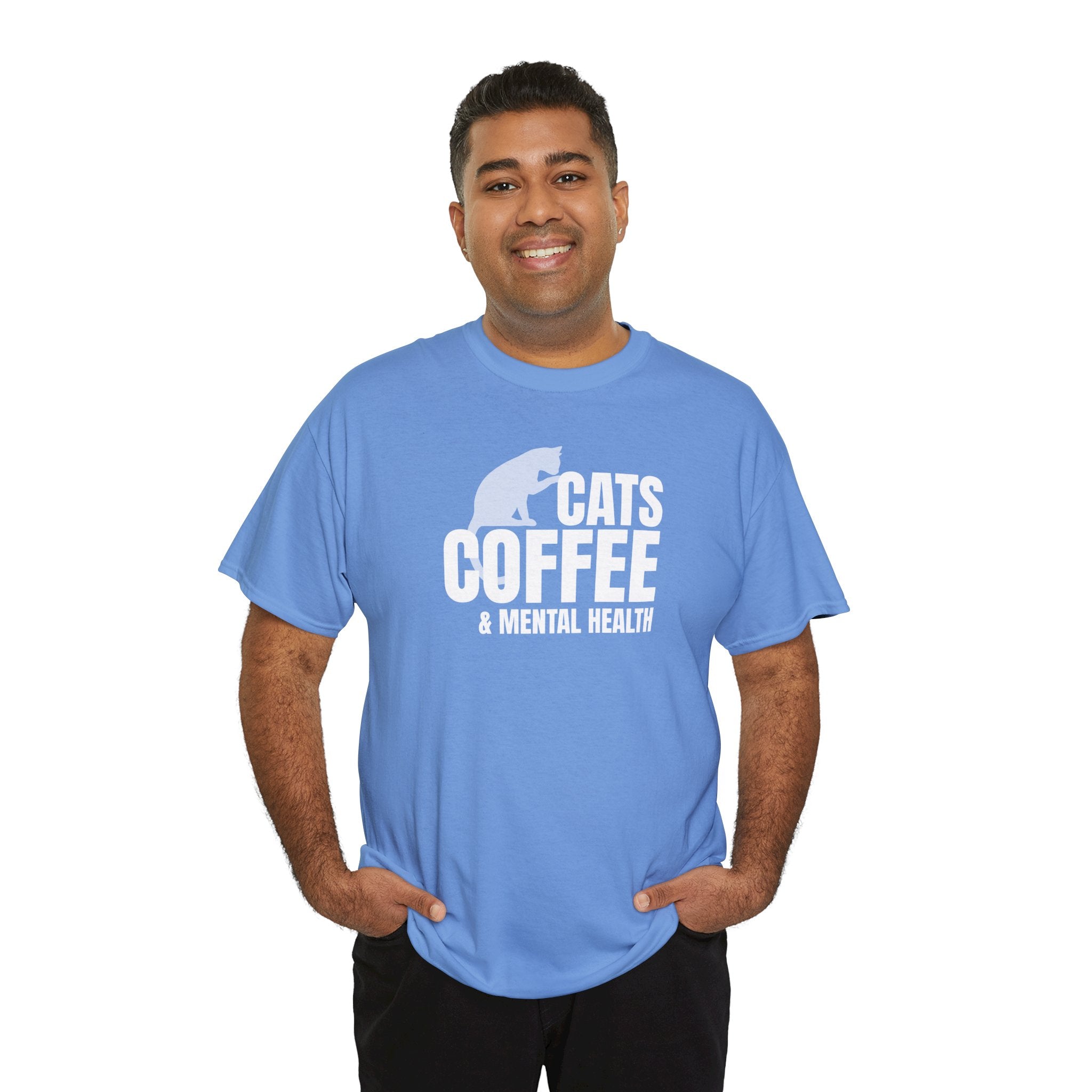 Cats Coffee & Mental Health (white) - Cat Lover T-Shirt