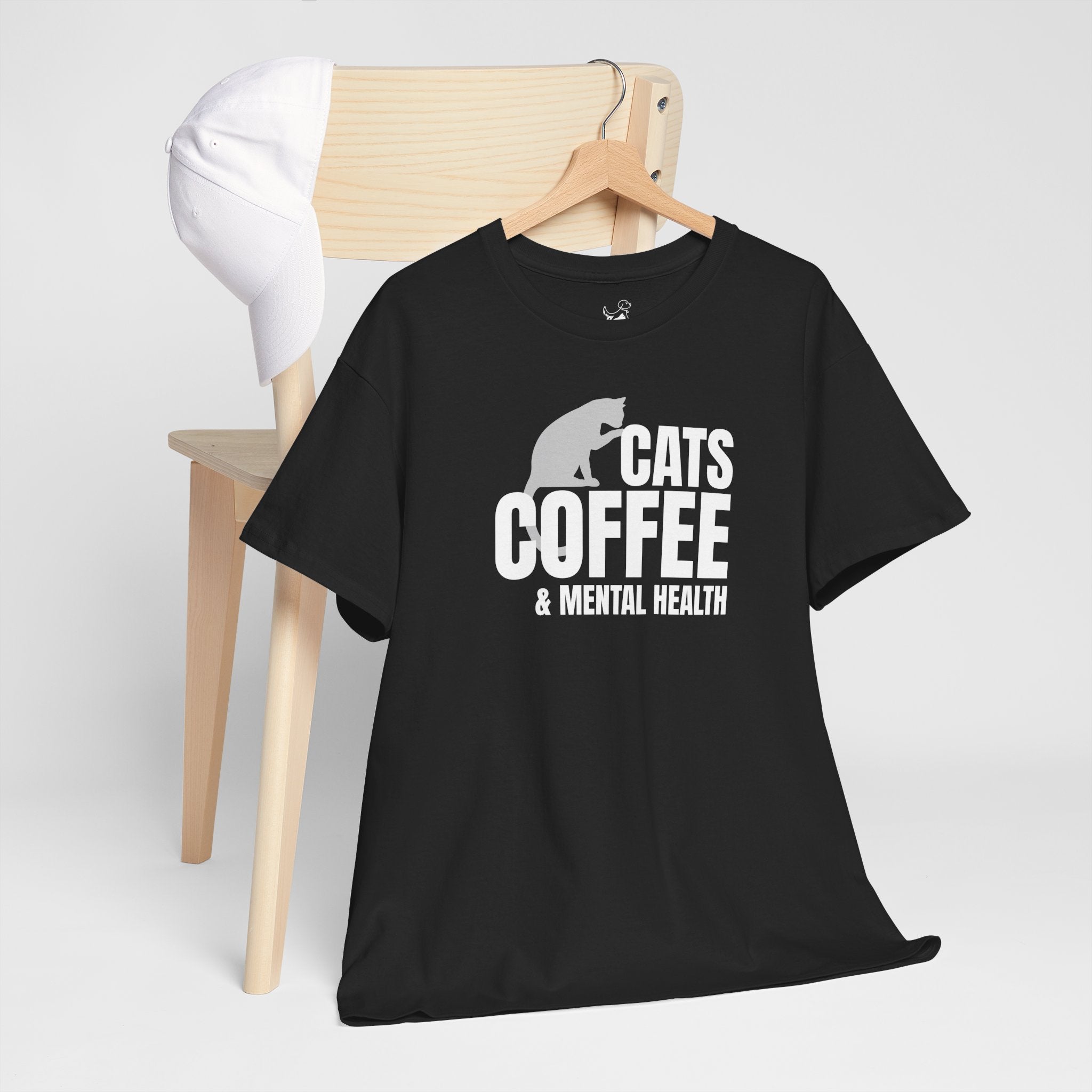 Cats Coffee & Mental Health (white) - Cat Lover T-Shirt