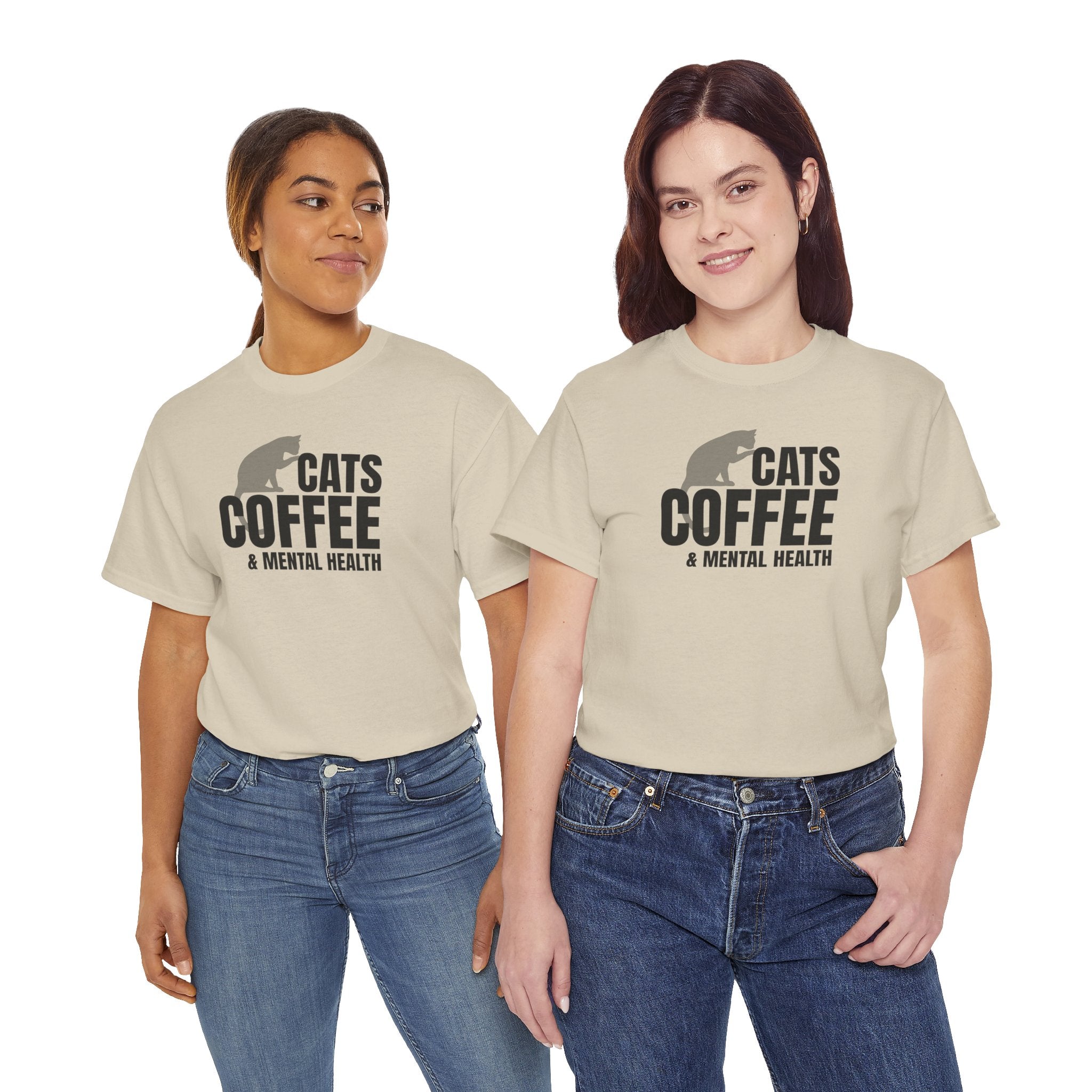 Cats Coffee & Mental Health - Cat Lover T-Shirt