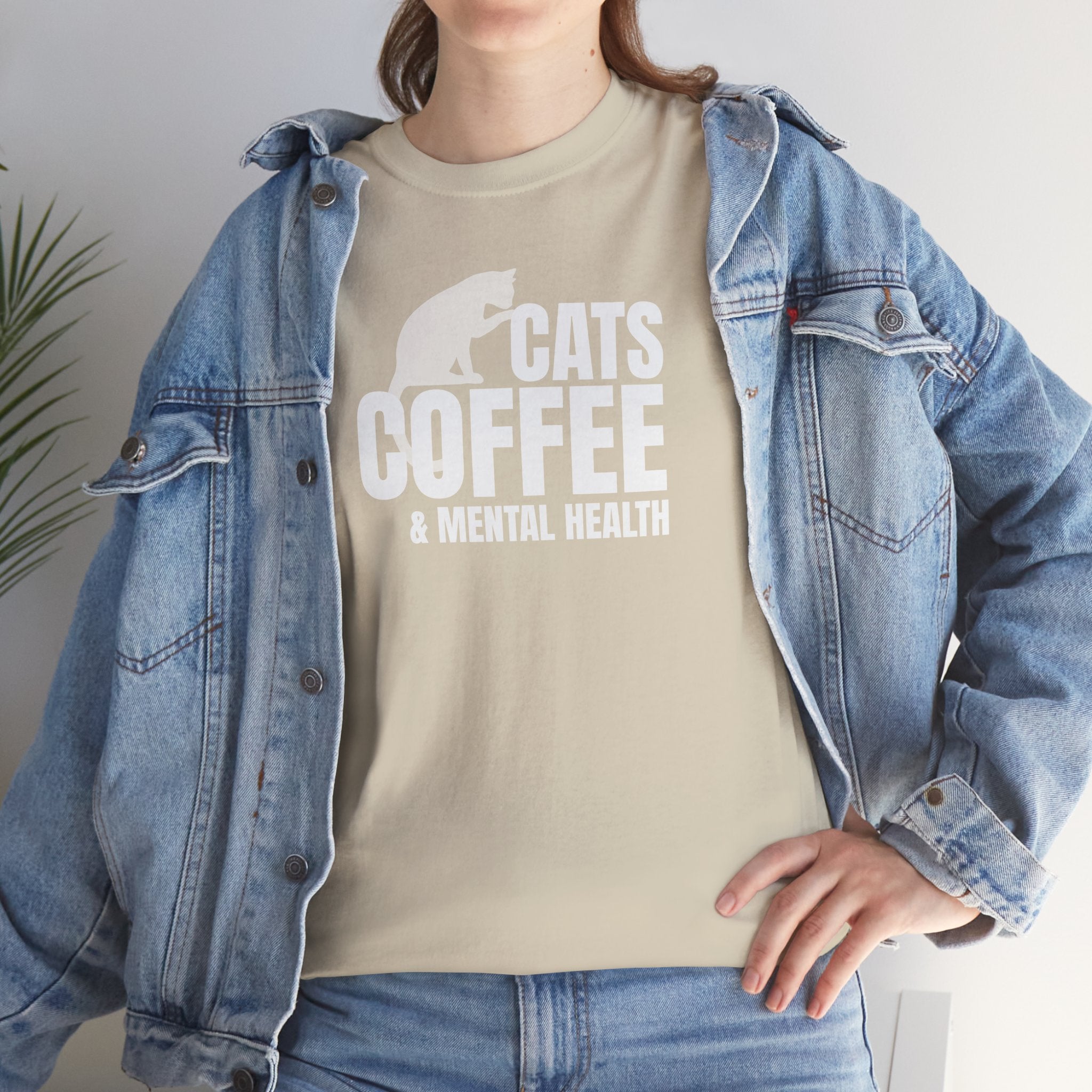 Cats Coffee & Mental Health (white) - Cat Lover T-Shirt