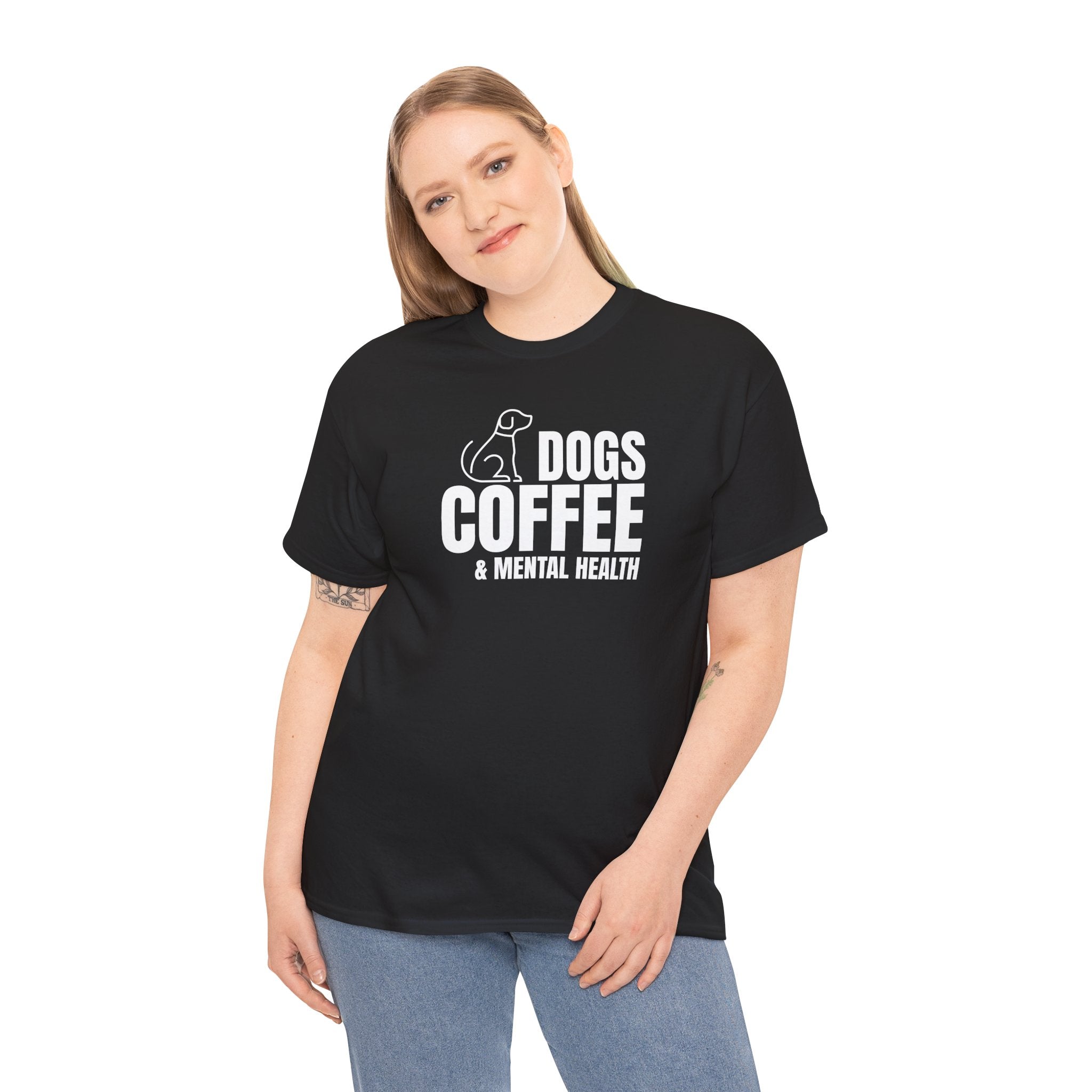 Dogs Coffee & Mental Health (white) - Dog Lover T-Shirt