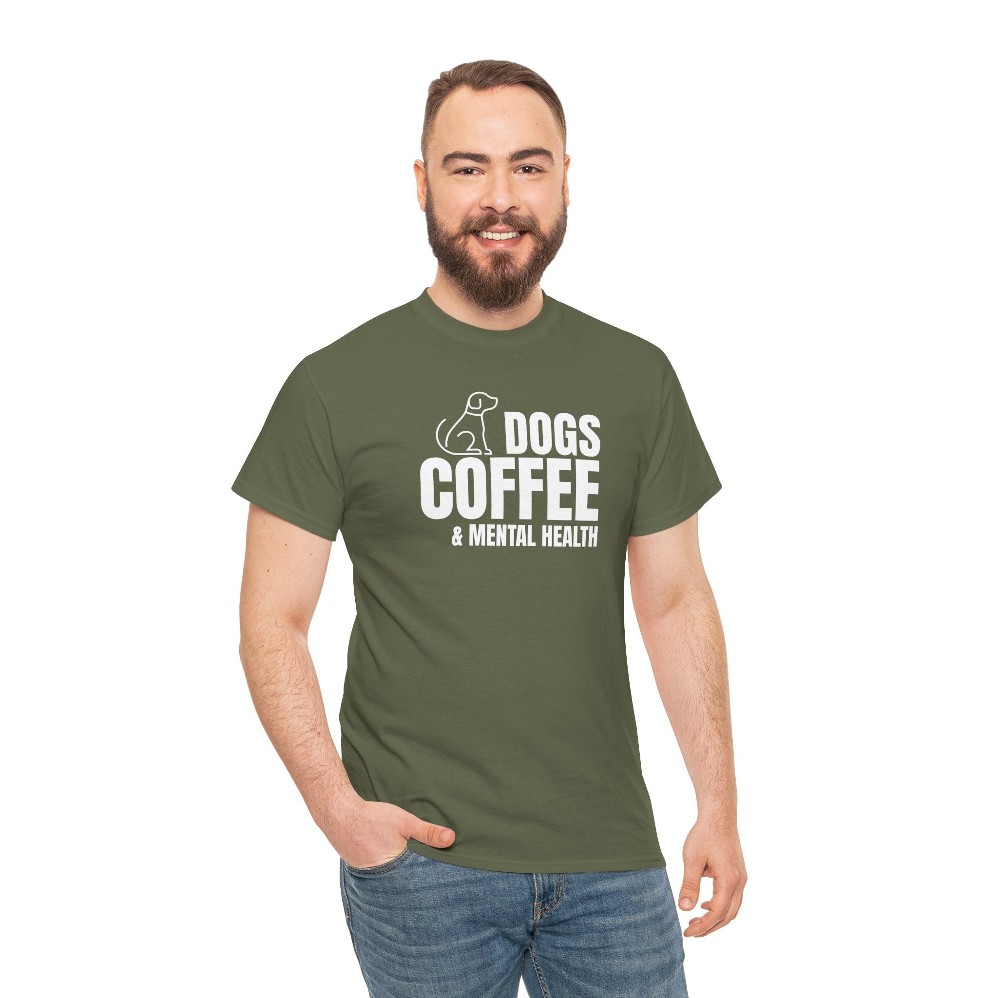 Dogs Coffee & Mental Health (white) - Dog Lover T-Shirt