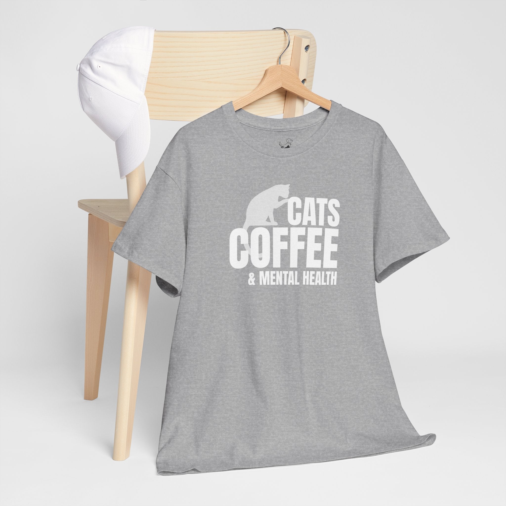 Cats Coffee & Mental Health (white) - Cat Lover T-Shirt