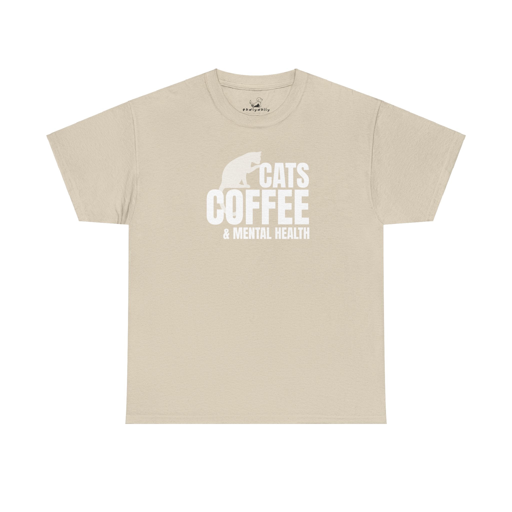 Cats Coffee & Mental Health (white) - Cat Lover T-Shirt